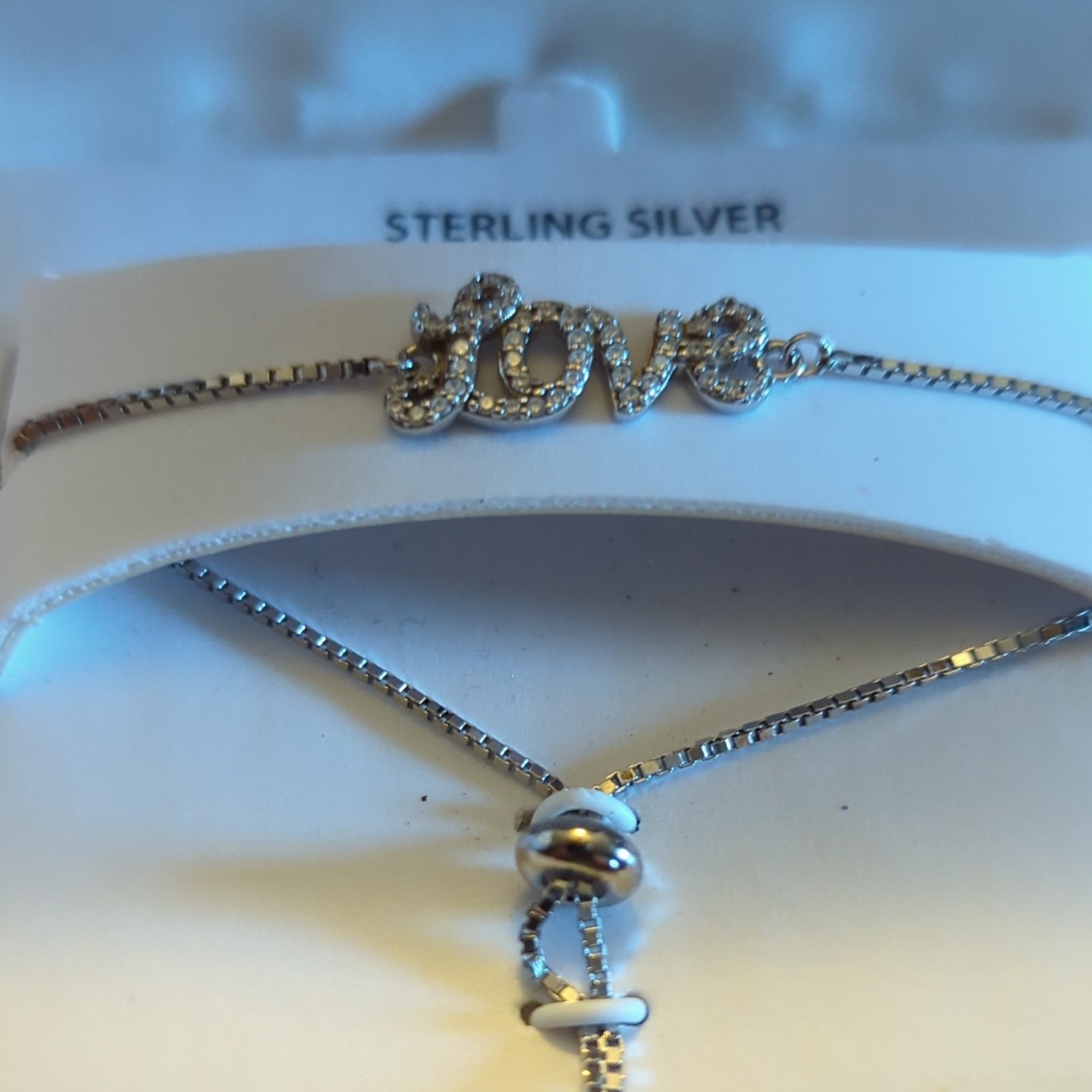 Brilliance Fine Jewelry 925 Sterling Silver Simulated Diamond Love Bolo Bracelet