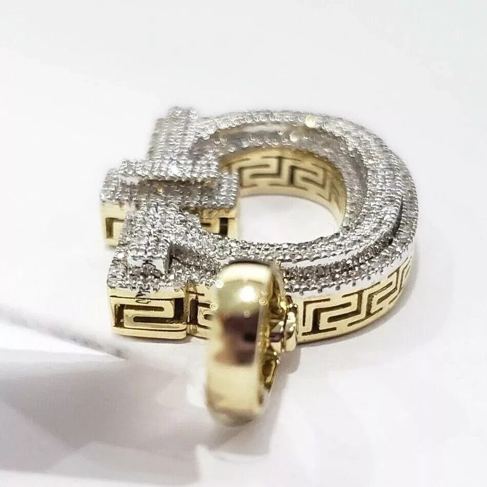 1.50Ct Lab Created Diamond Initial Letter “G” Customize Pendant Sterling Silver