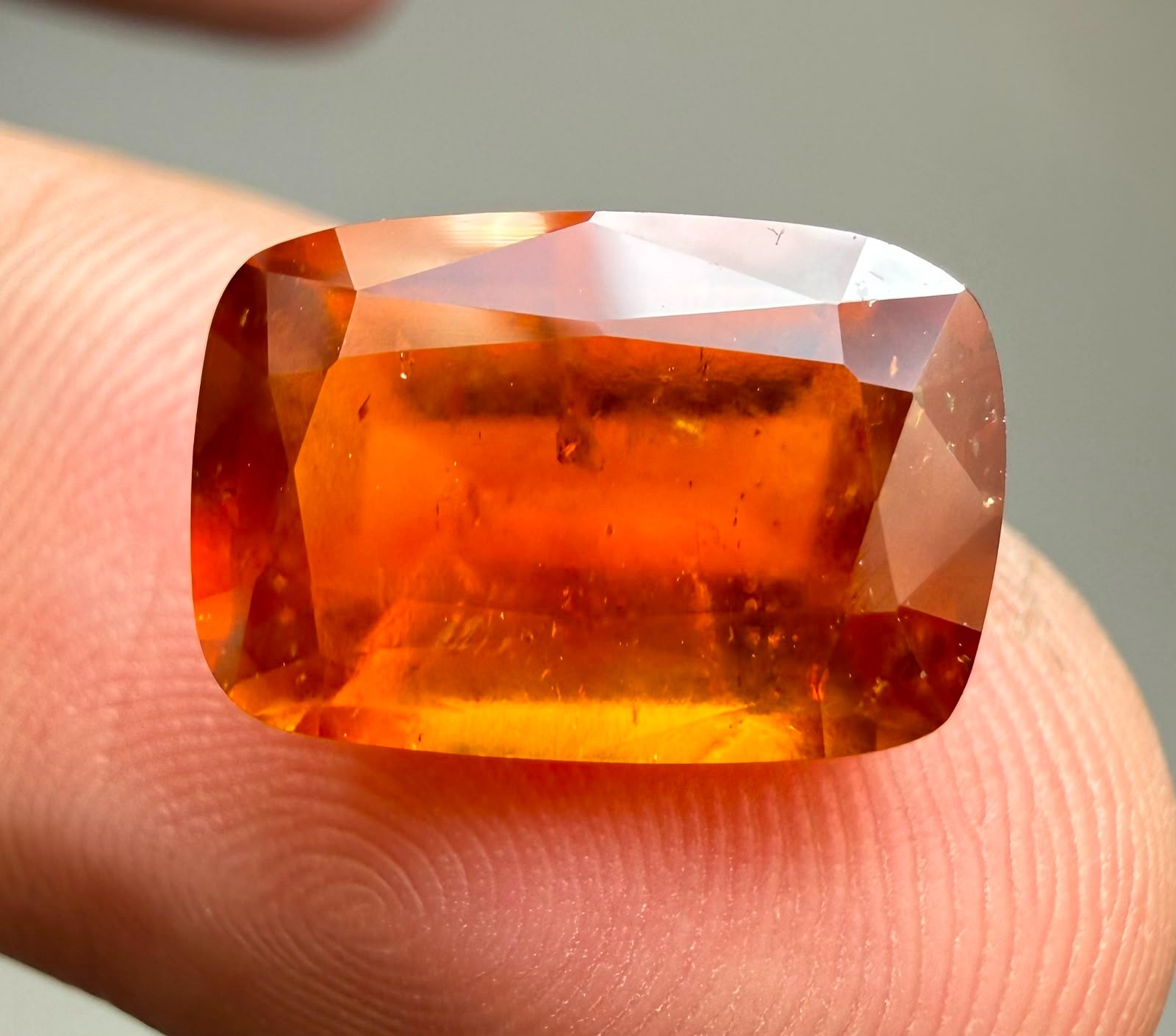 12.45 ct top quality natural orange color hessonite garnet loose gemstone