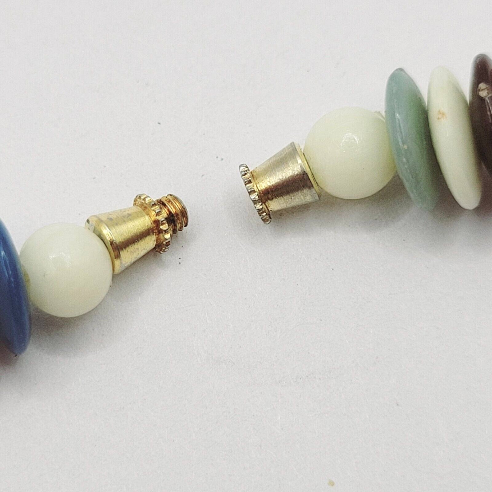 Button and Thread Like Bead Colorful Disc Heishi Style Vintage Necklace 25 In