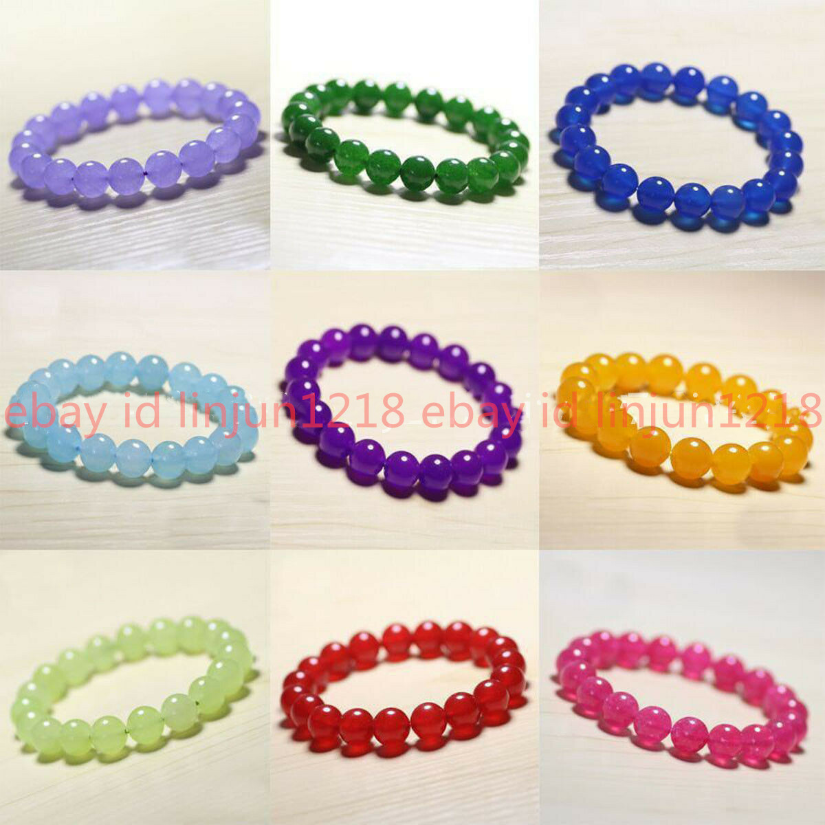 Natural 6/8/10/12mm Topaz Jade Aquamarine Gemstone Beads Bangle Bracelet 7.5″ AA