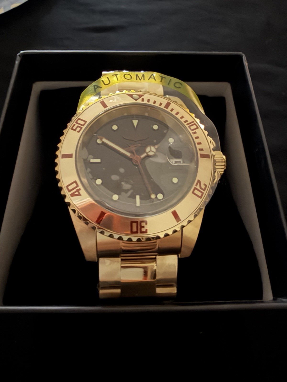Invicta Pro Diver Men’s Automatic 40mm Black Dial Gold Tone 200m Date Watch