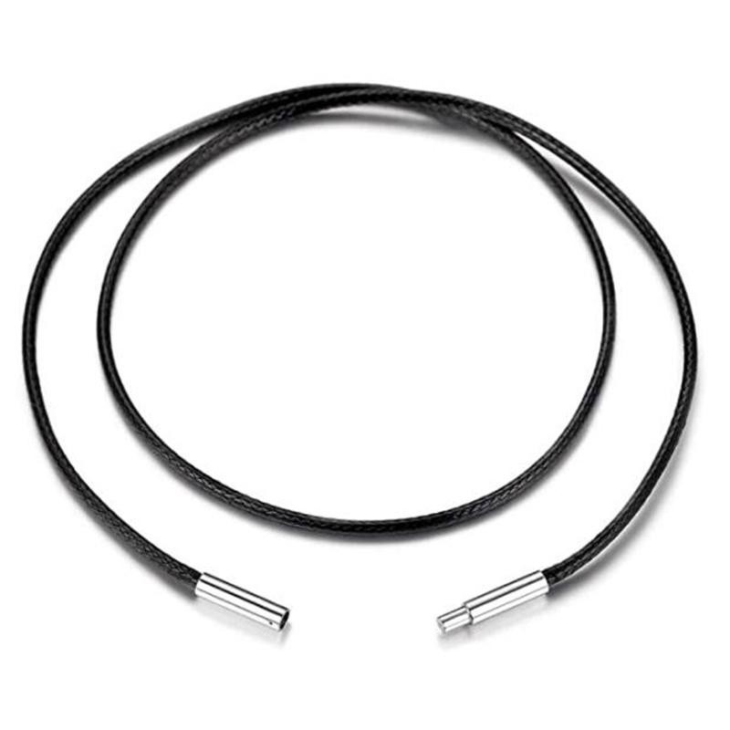 Black Genuine Leather Rope Necklace with Clasp Cord Chain Line String for Diy Pe