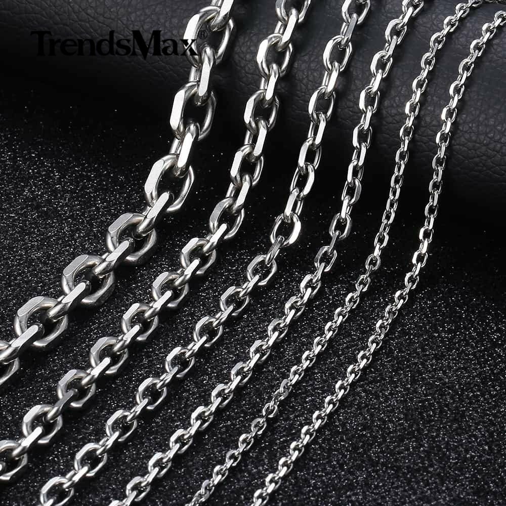 USA Stock 2/3/4MM Cable Rolo Stainless Steel Chain Necklace Men Choker 18-28″