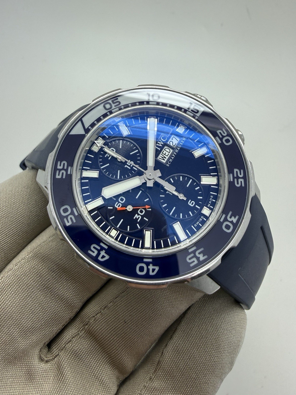 IWC Aquatimer Chronograph Blue Dial Steel 45mm Rubber Automatic Watch IW376711