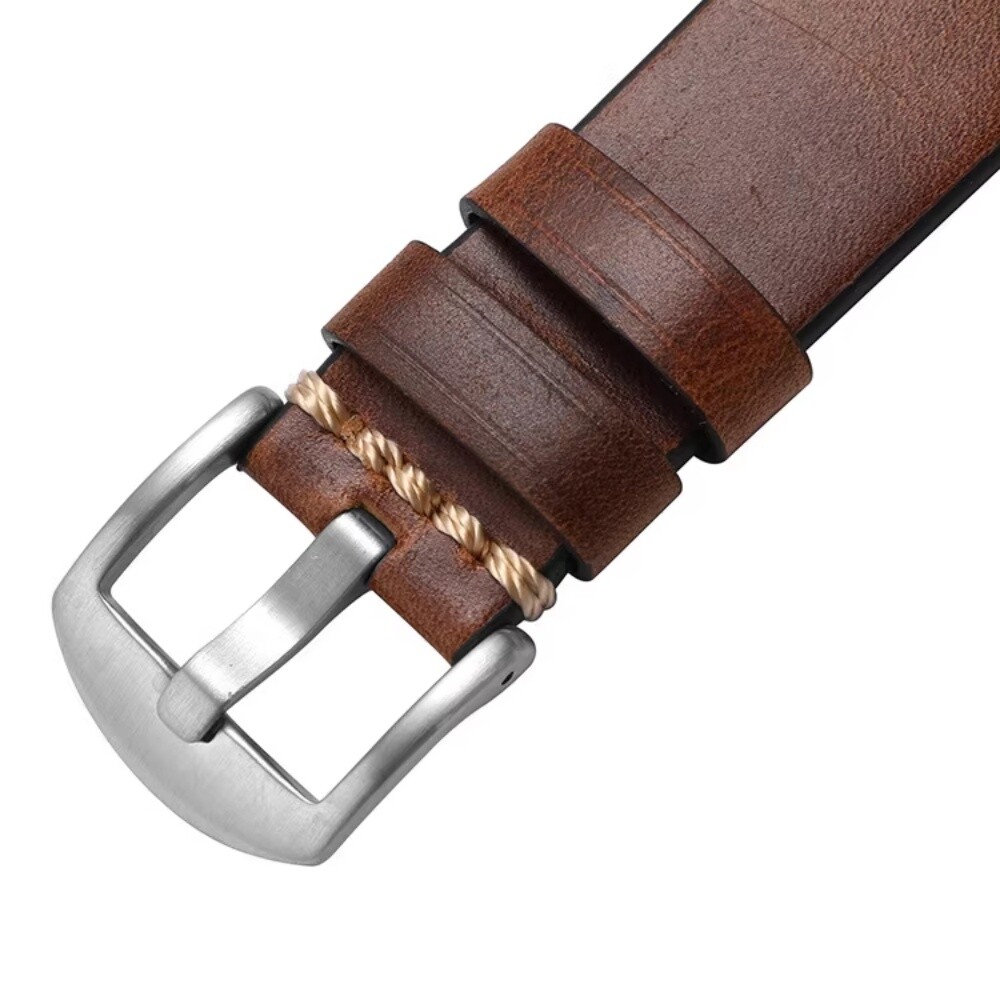 Luxury Waxed Cowhide Leather Hand Stitched Watch Band Strap 18mm-24mm Optional