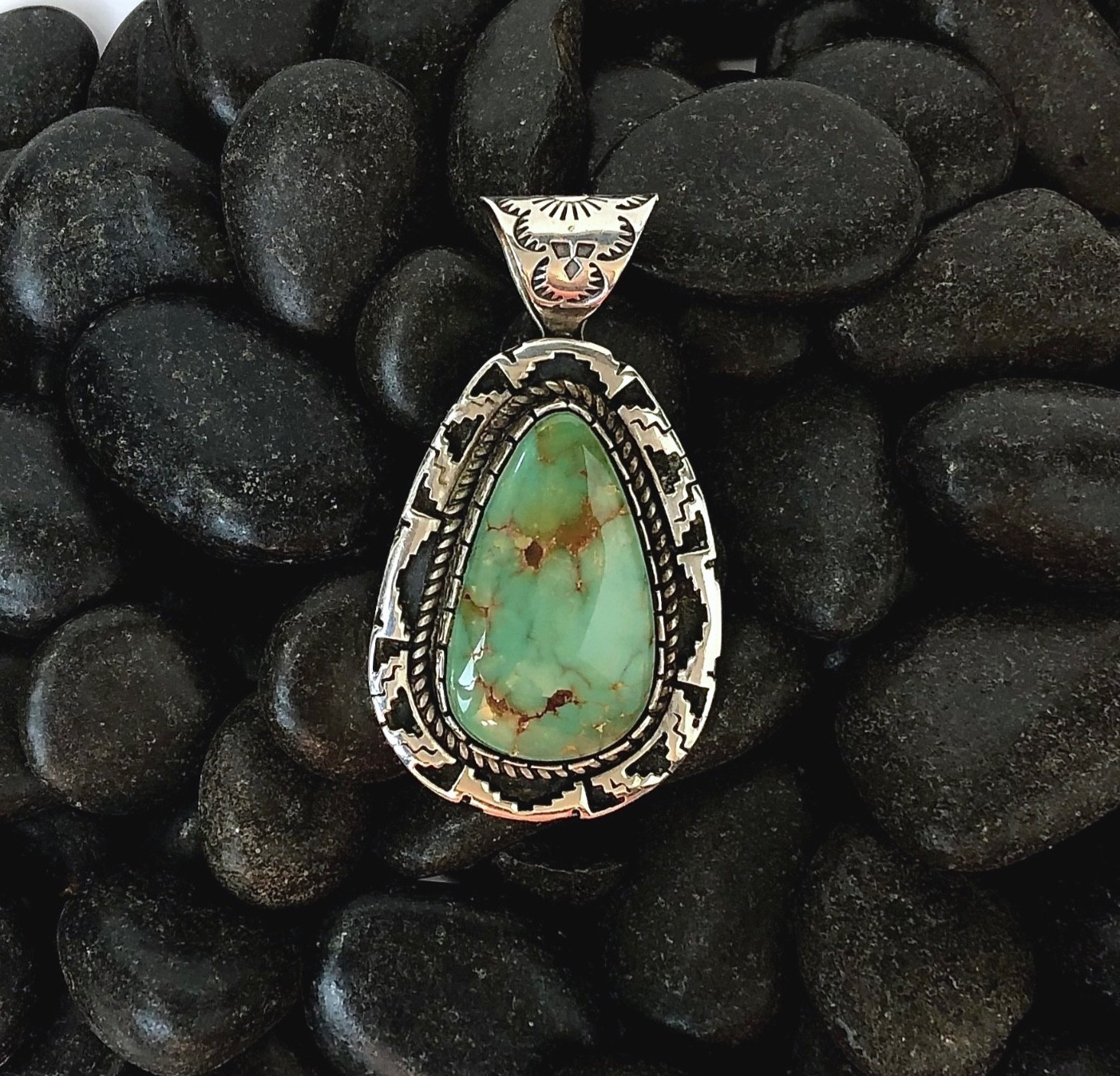 VTG Navajo Arts and Crafts Guild 925 Sterling Silver Royston Turquoise Pendant