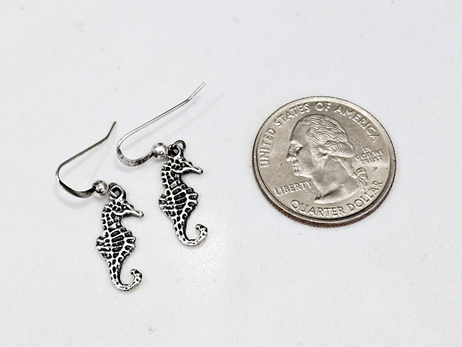 Seahorse 925 Sterling Silver Dangle Earrings ocean marine sea