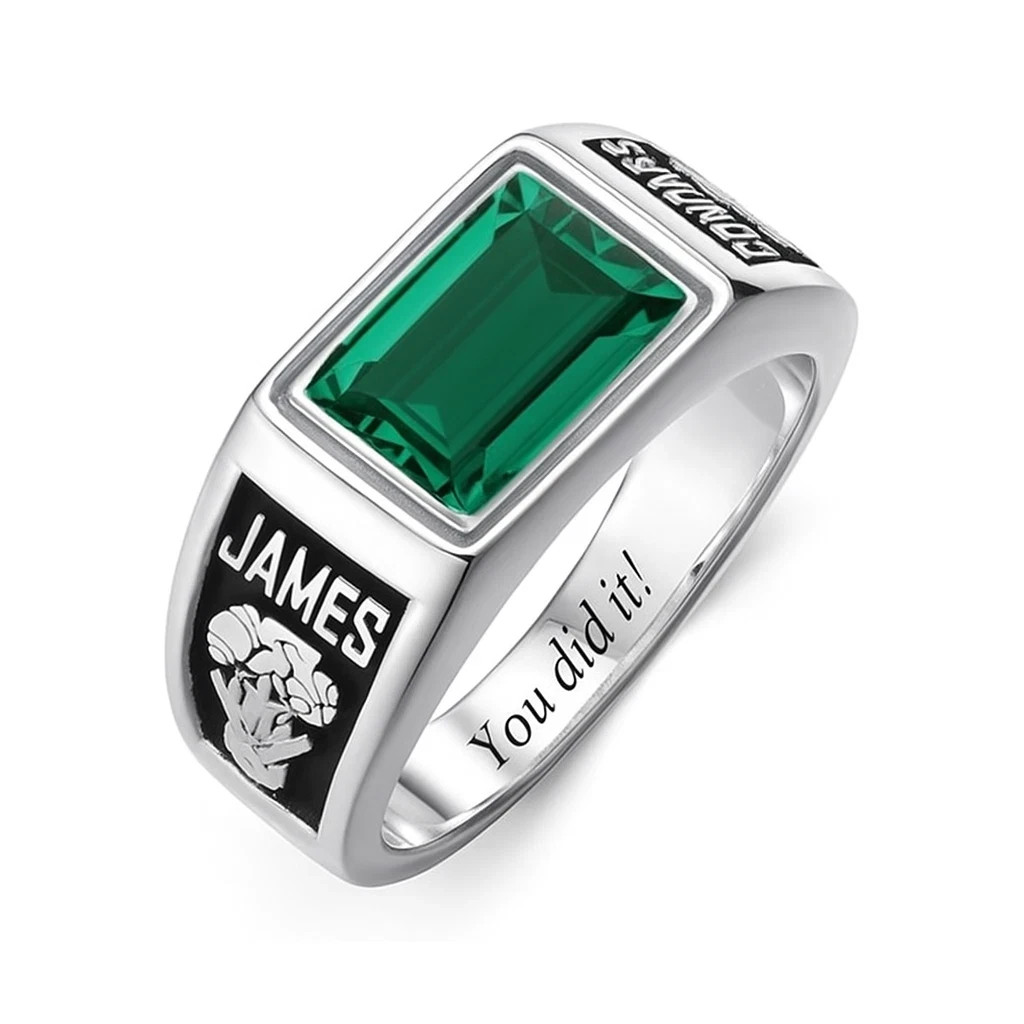 Women And Men Custom College Class Ring Gift For Graduation Year In 925 Silver