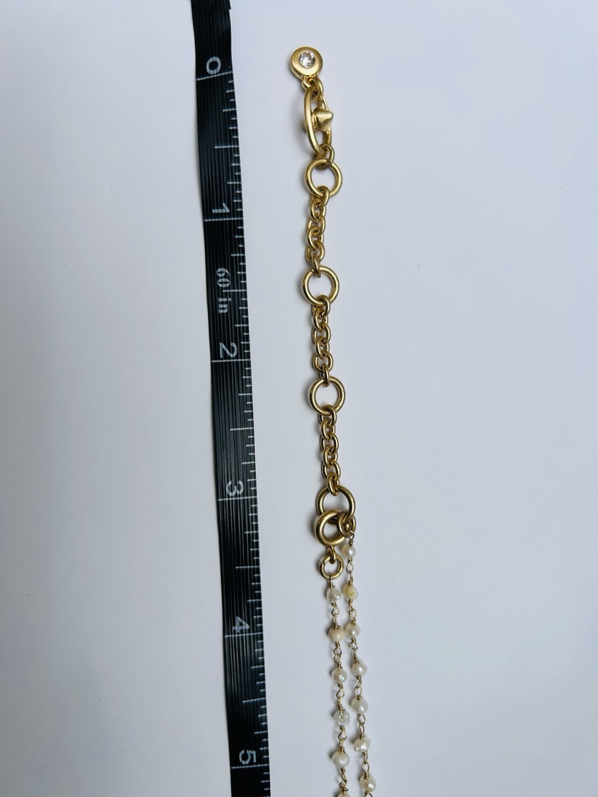 CAbi Gold Tone Pearl Necklace Medallion Pendant Adjustable Statement