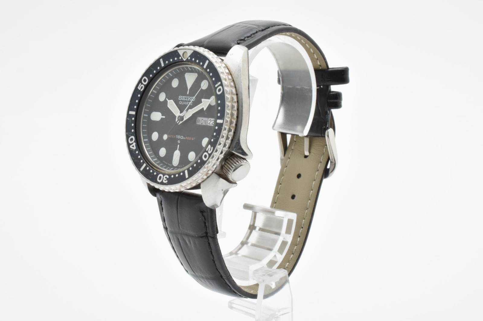 【EXC+5】SEIKO 7548-7000 Diver Black Dial Quartz Men’s Vintage Watch From JAPAN