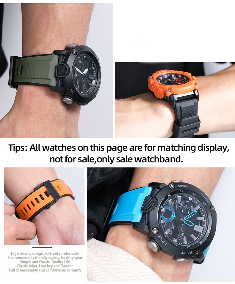 For Casio GA-2000 GA-2200 GA-2300 Sports Waterproof Watchband 24mm Watch Strap