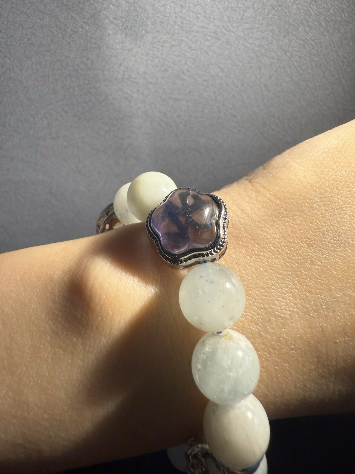 11.6mm Unqiue Natural Aquamarine with Rose Quartz，Fluorite Charm Bracelet