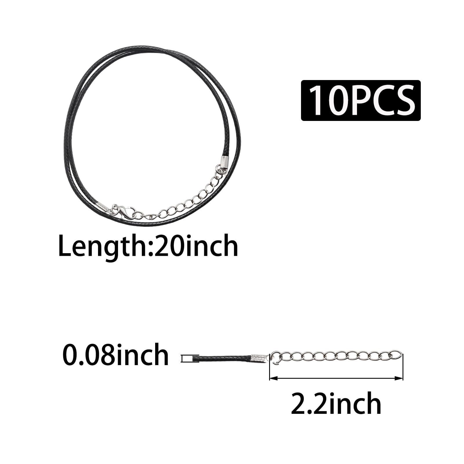 Funstreet 10pc 2.0mm Black Leather Necklace Cord w/ Clasp