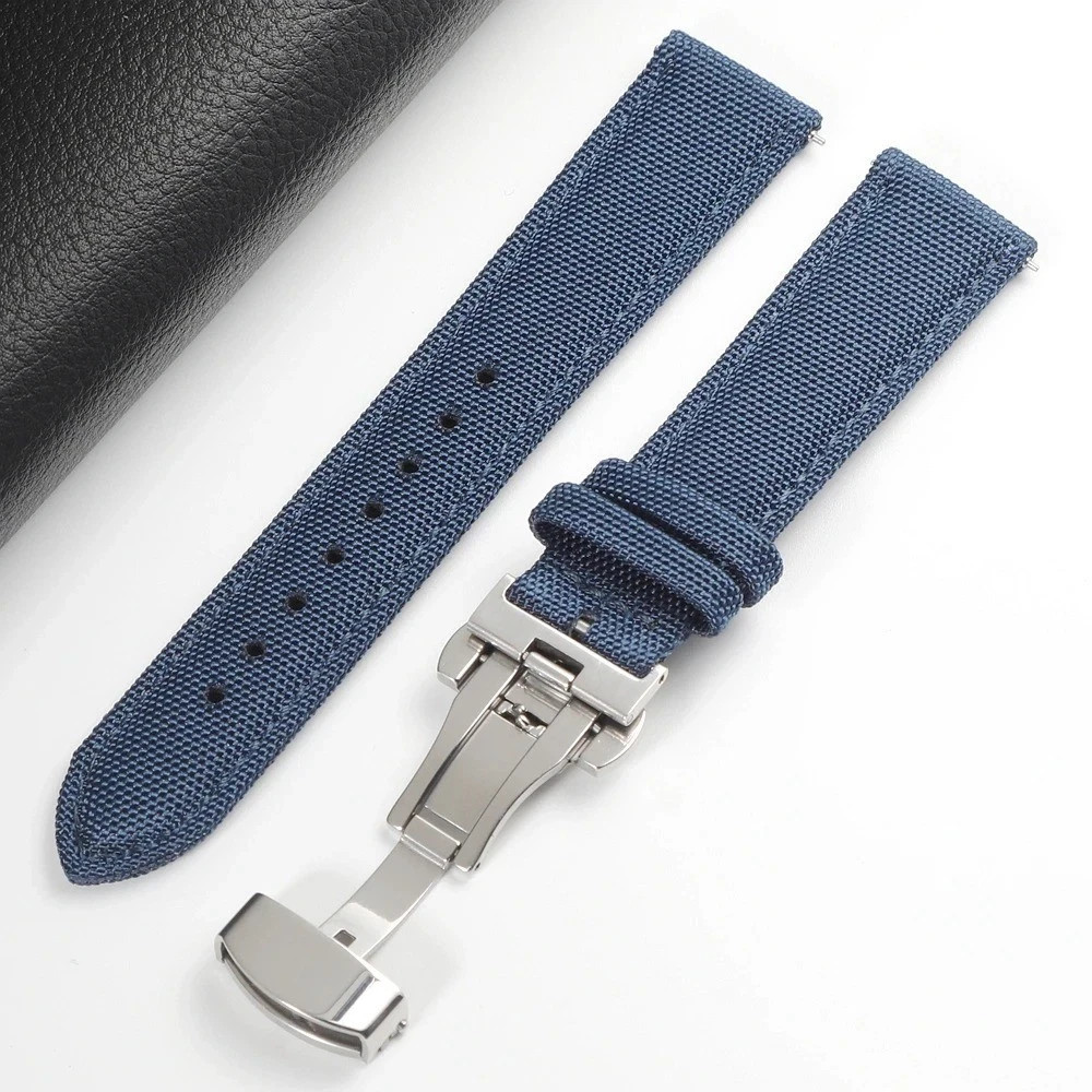 Nylon Sailcloth Watch Strap Butterfly Clasp Quick Release 18-24mm