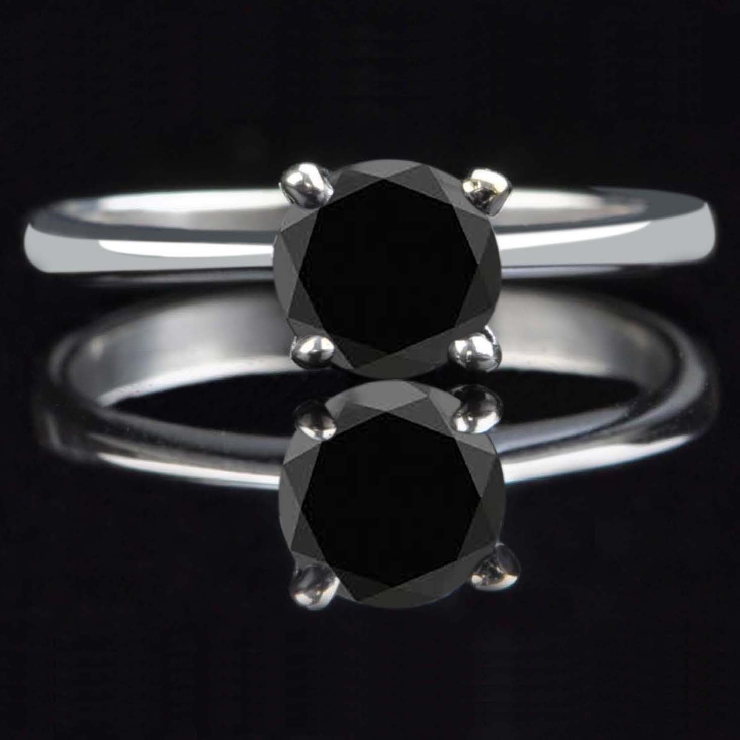 1.50 Cts. Natural Jet Black Certified Diamond Ring In 925 Silver – Tariffs Free