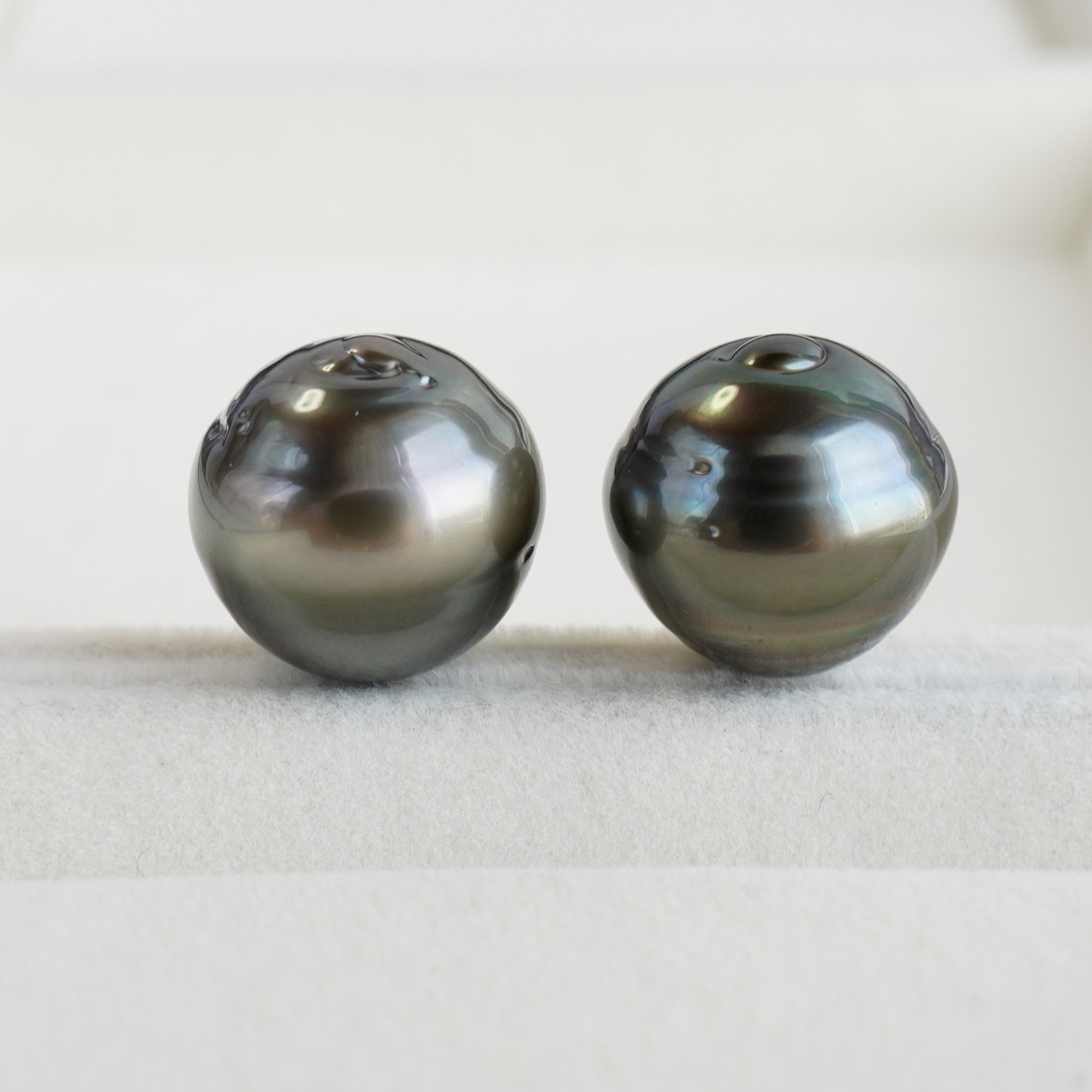 Big 15.1-15.3mm Gray-Green Tahitian Cultured Loose Pearl Undrilled , High Luster