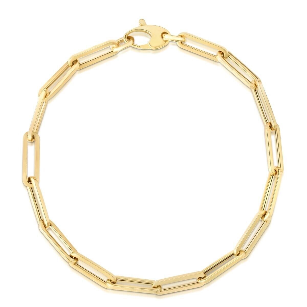14kt Yellow Gold PAPERCLIP Link Chain Bracelet 7.5 Inch 4.3 grams 6.MM