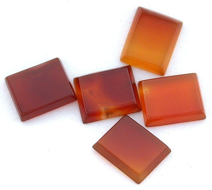 FOUR 12×10 12mm x 10mm Rectangular Carnelian Cab Cabochon Gem Gemstone cc17