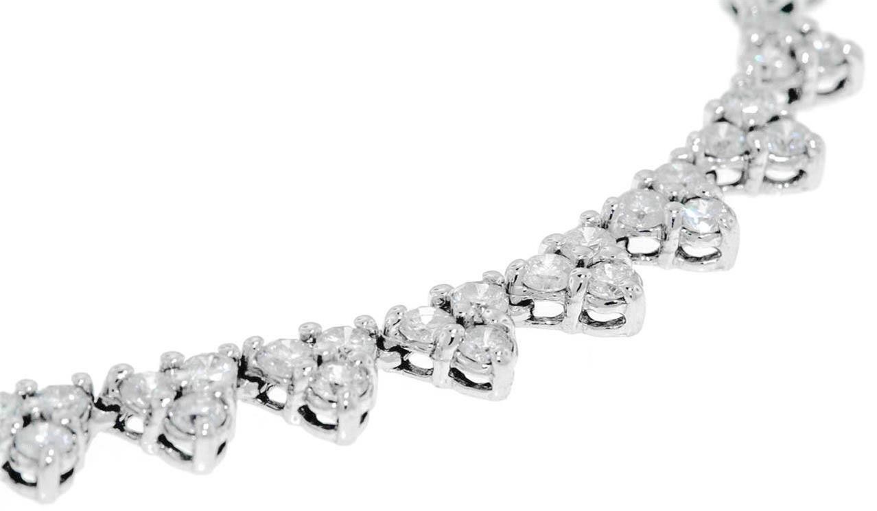 15ct Diamond Tennis Necklace VS Fancy Cluster 14k White Gold USA Made