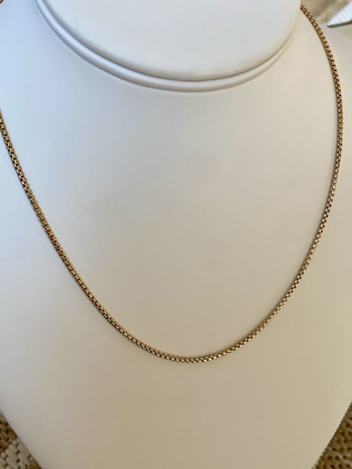 David Yurman 18k Yellow Gold Box Chain Necklace 1.7mm 16 17 18” Adjustable