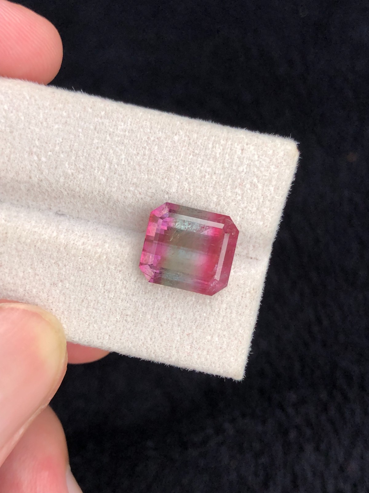 Tri-Color Tourmaline Gemstone: Emerald Cut, Afghanistan Origin, 6.8 Carats