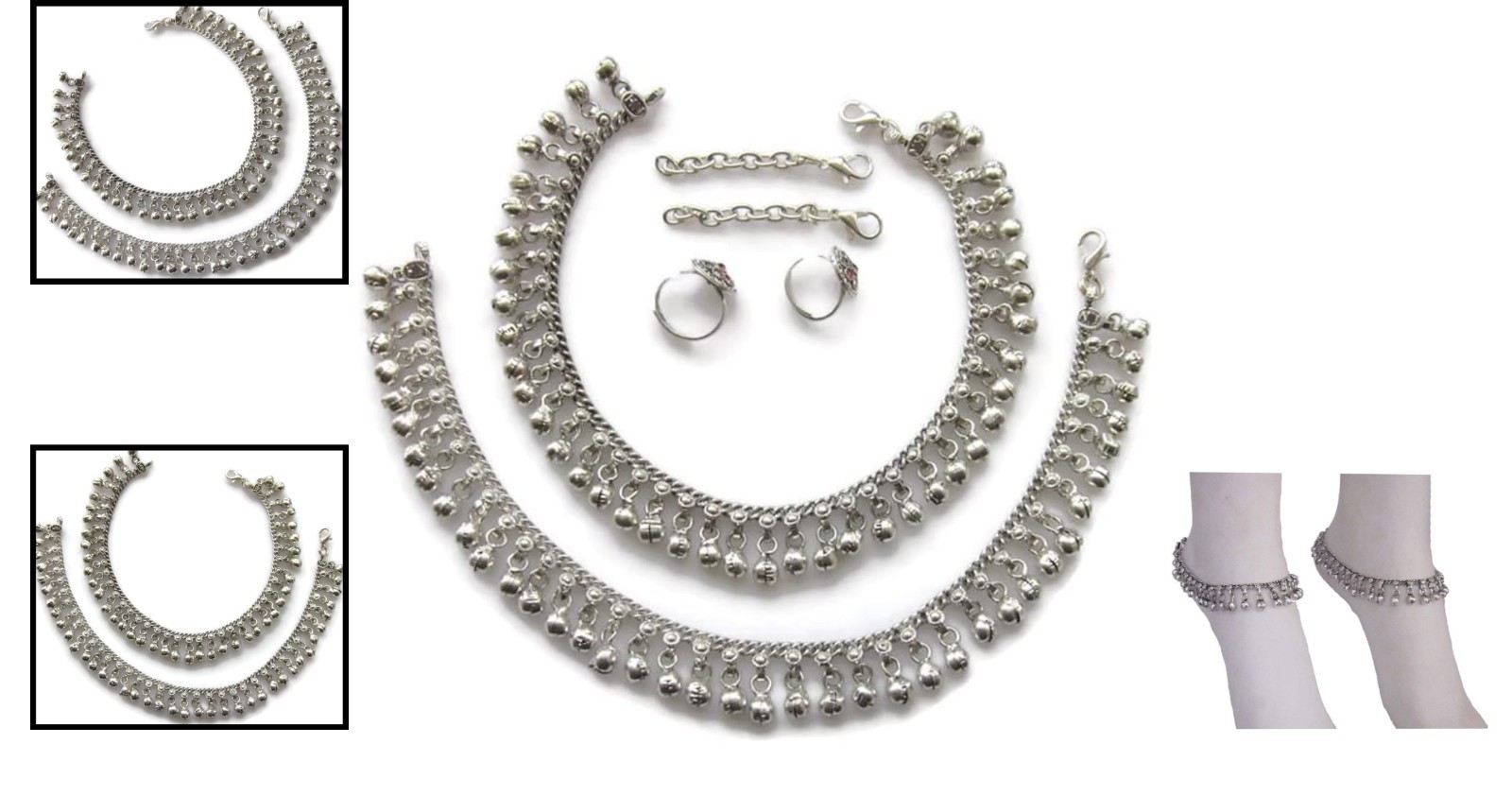 Foot Jewelry Set: Handcrafted Silver Anklet with Dainty Bells for Every Occasion