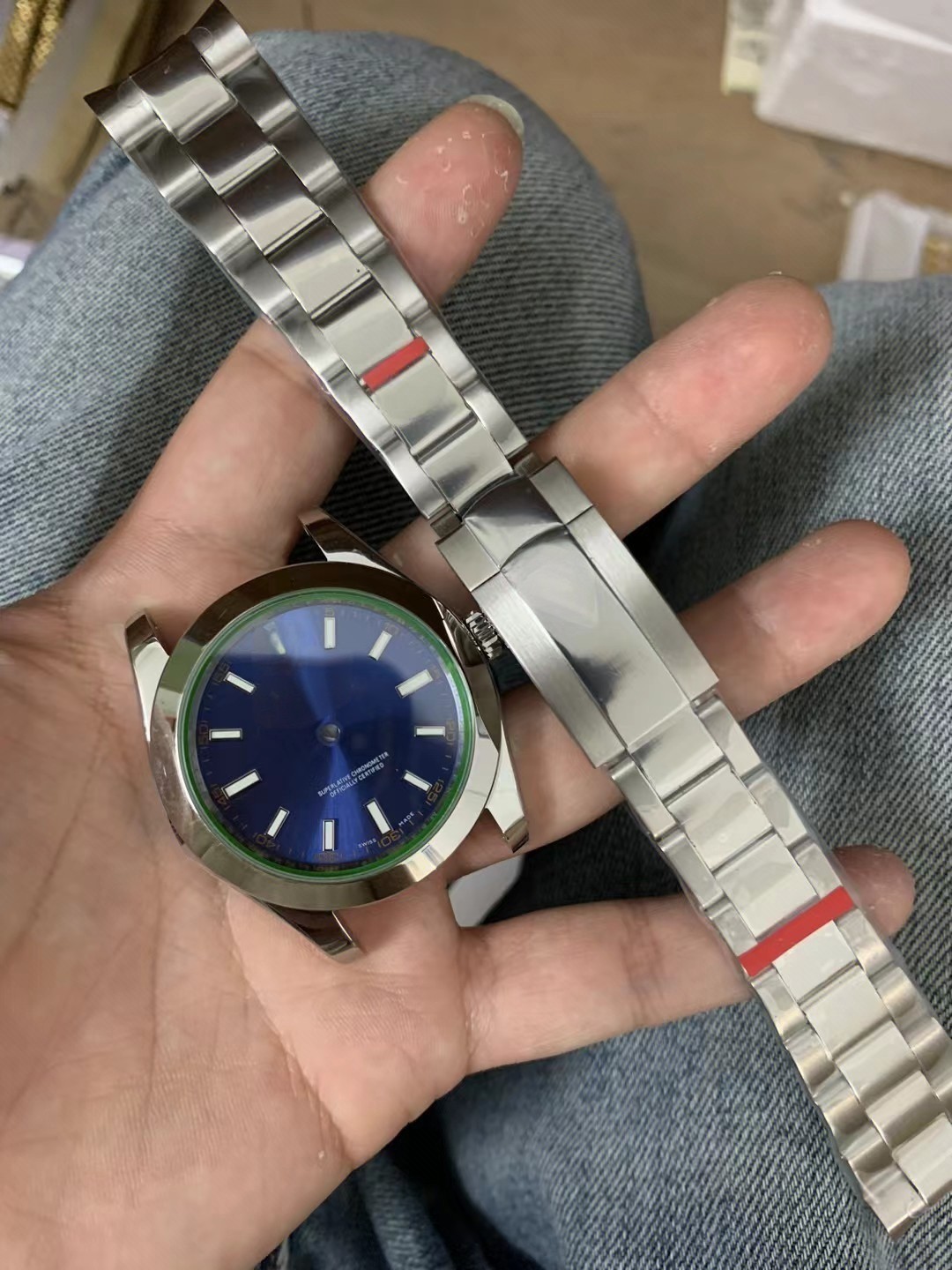 DIY SET for R 2824 watch case + dial + hands + Stainless Steel Strap 40mm