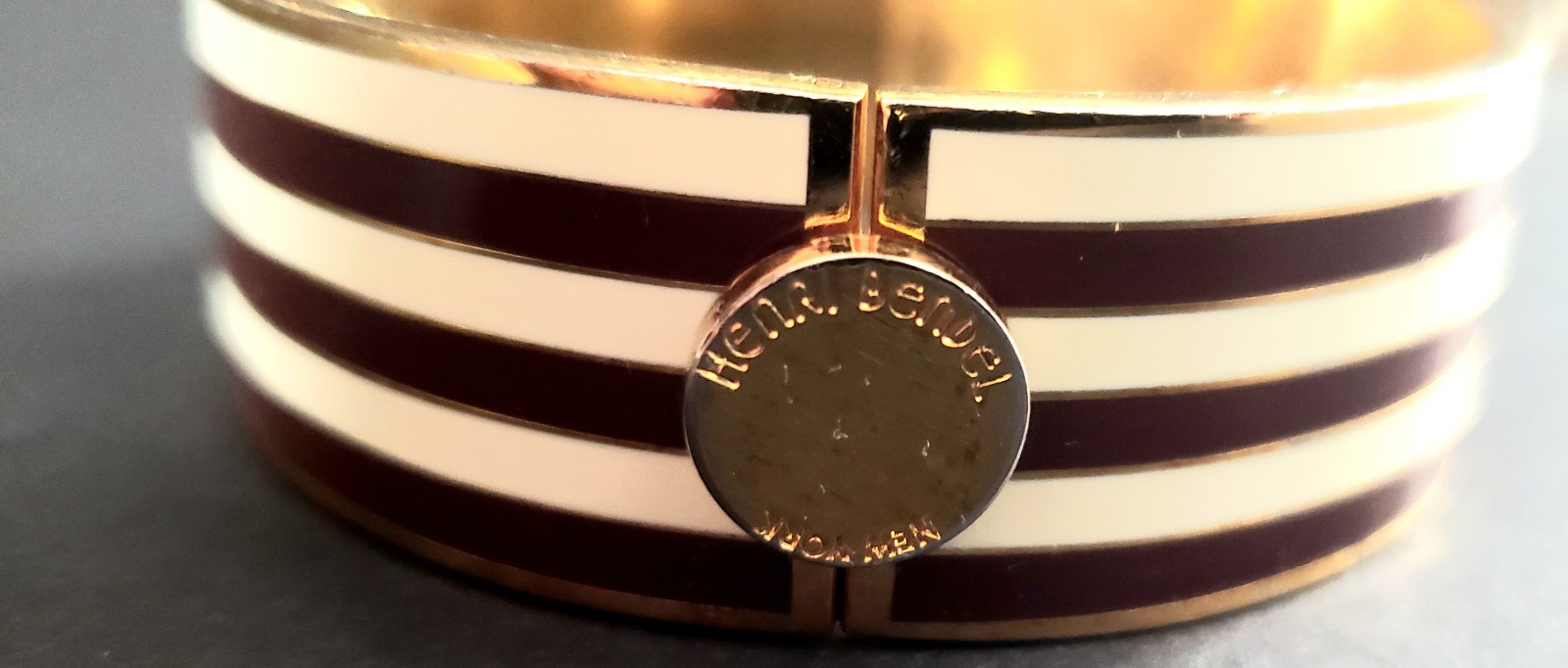 2 Henri Bendel Large Brown & White Bracelets, 2.5in, VG Cond Pre-Owned