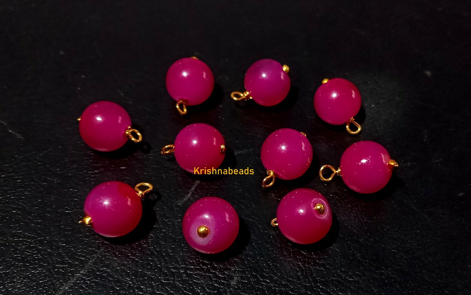 50Pcs Pink Chalcedony Round Ball 10mm 24k Gold Plated Wire Wrapped Beads
