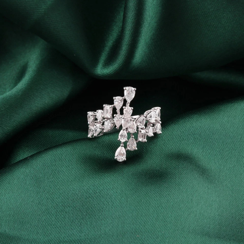 925 Silver moissinite fancy cut Ring , for regular and party use.