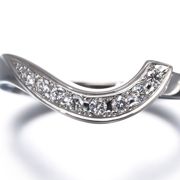 Auth Mikimoto Ring Diamond 0.13ct Wave US6-6.25 900 Platinum