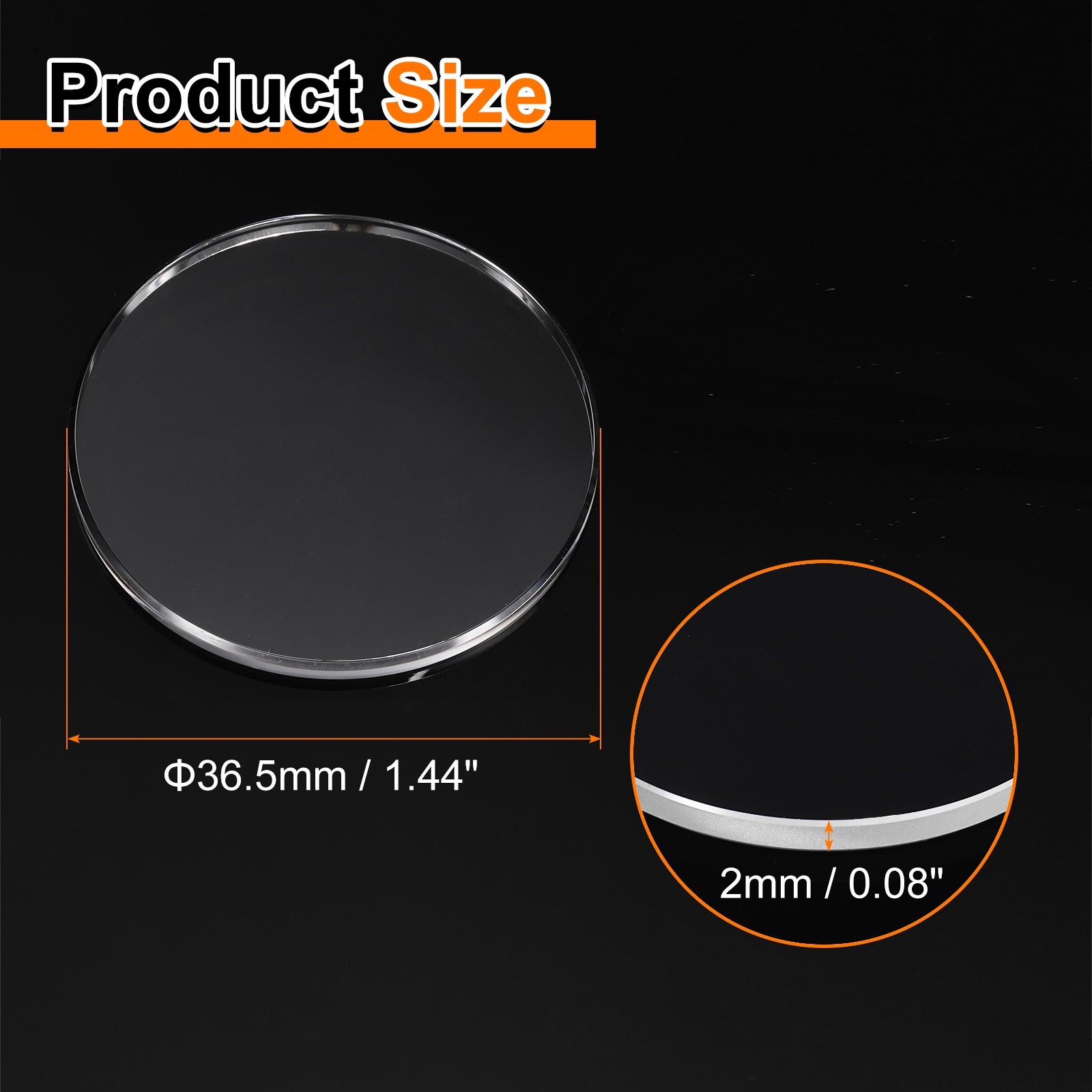 Watch Crystal Glass Lens 36.5mm Dia 2mm Thick Flat Round Sapphire Replacement