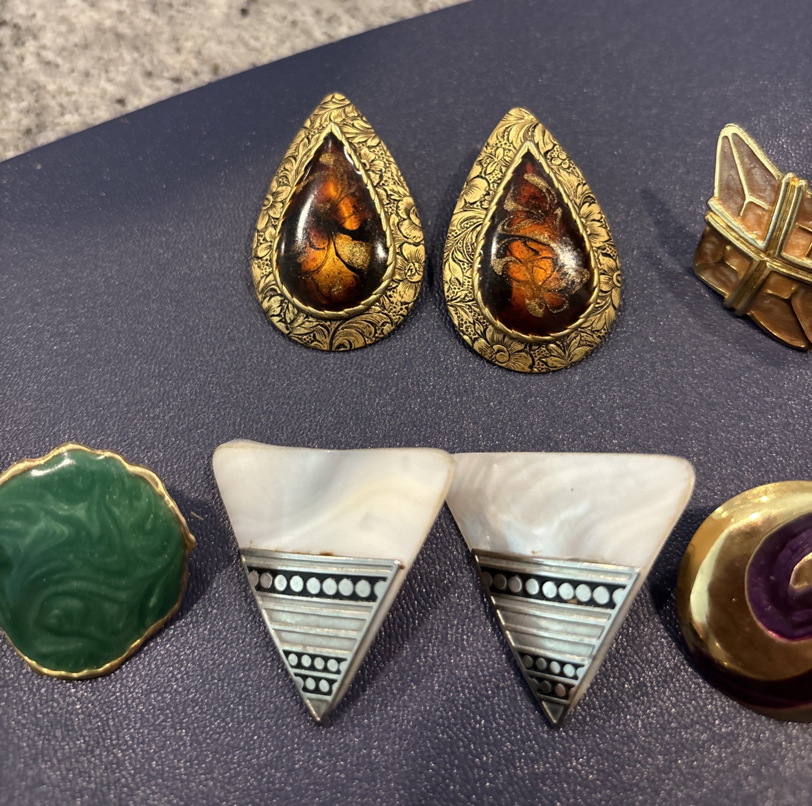 Lot of 18 Pairs of Vintage Pierced Earrings Variation Of Colors And Shapes.