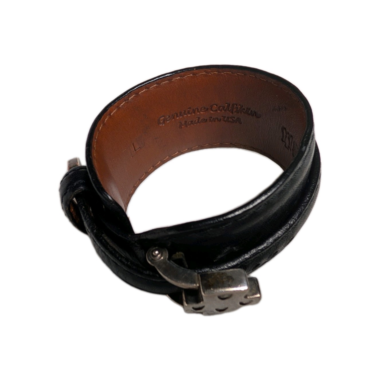 Saint by Sarah Jane Sterling Silver Casa Cross Black Leather Wrap Bracelet L
