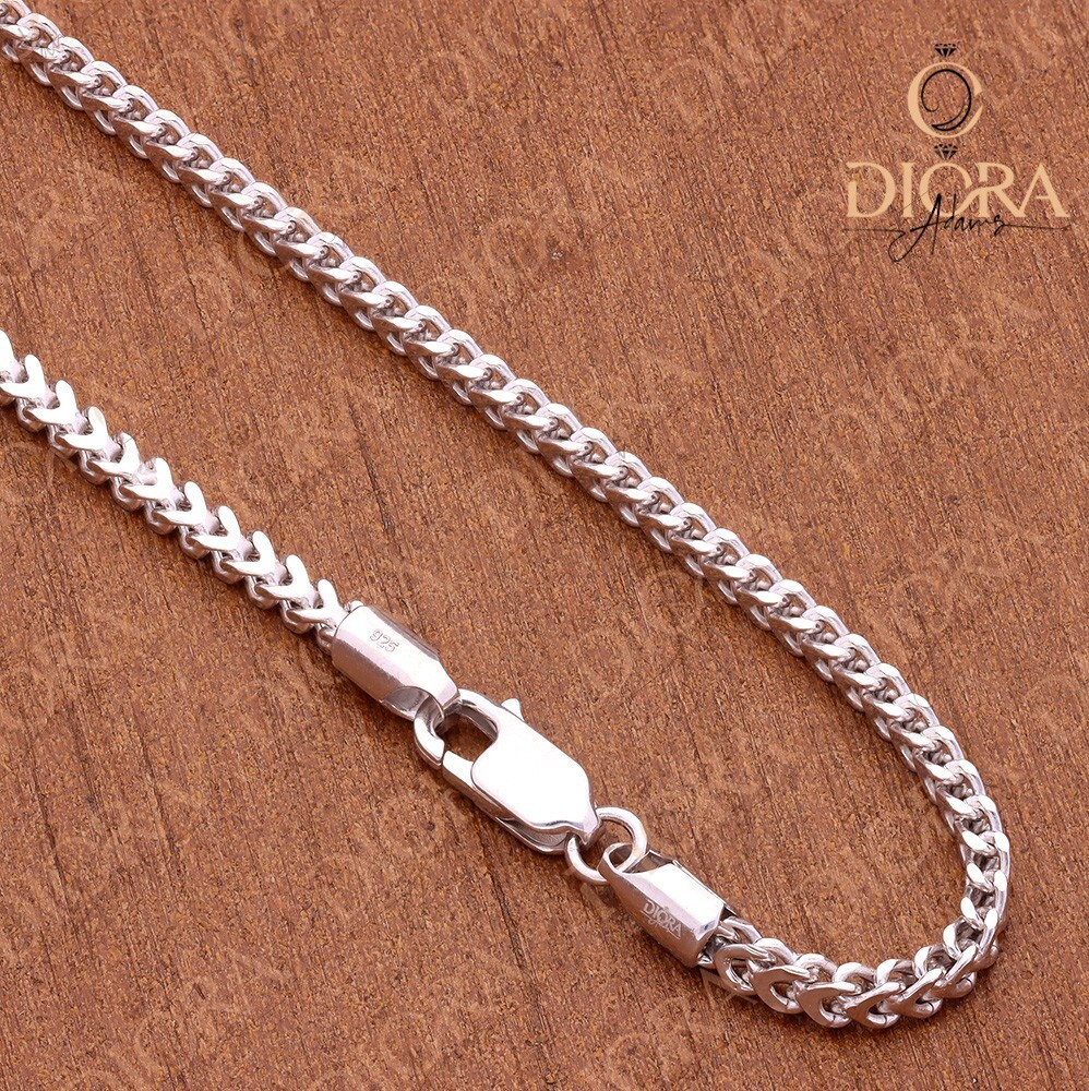 Real Solid 925 Silver Franco Chain 2.55mm Box Necklace for Men & Ladies 18″&20″