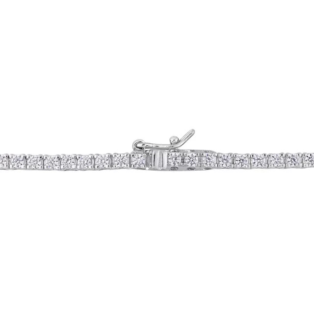 14K White Gold Plated 8CT Lab Created Ruby & Diam Womens Tennis Necklace 18 Inch