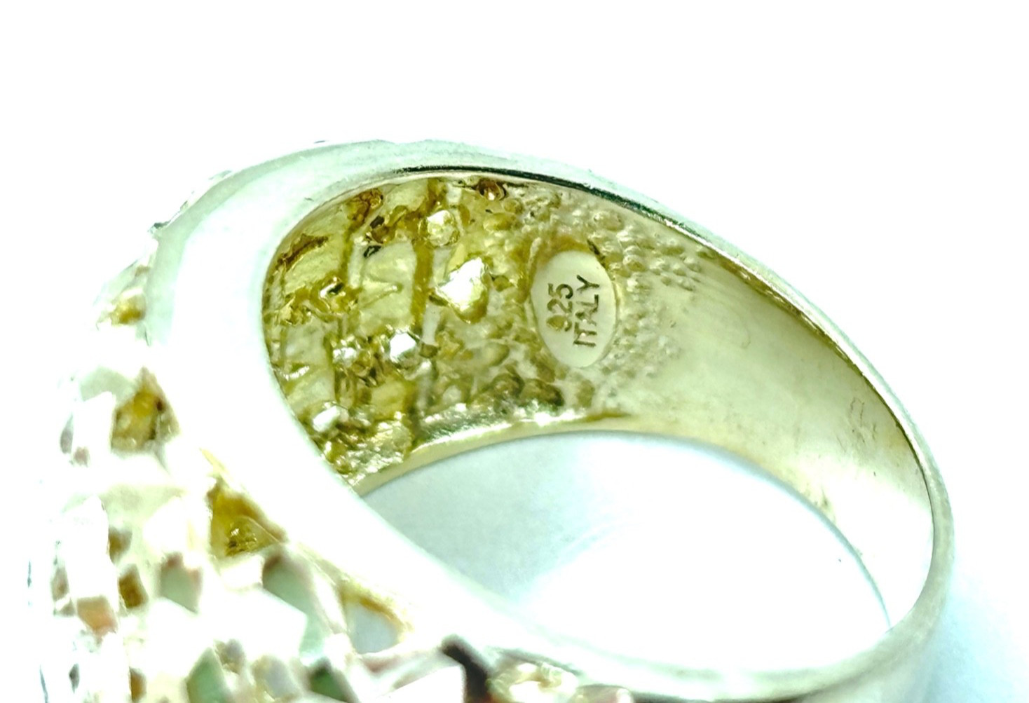 Italian Chunky Sterling Silver Textured Wide Band Ring – Size P1/2 (US 8) 7 gr