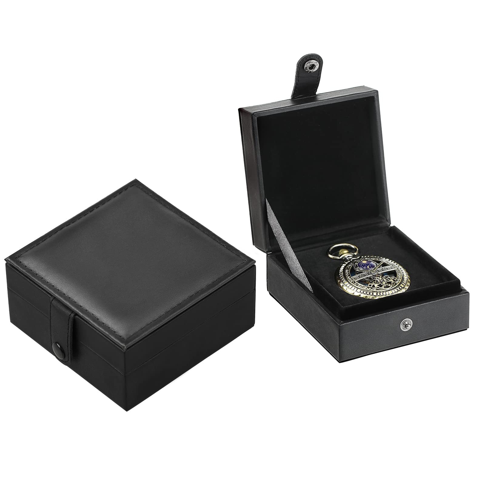Treeweto Luxury PU Leather Pocket Watch Box Display Storage Case