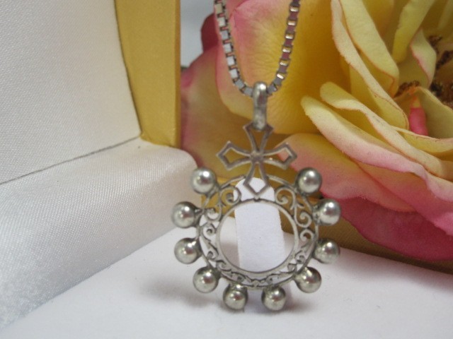 Antique European Silver Pendant with Little Cross Motif
