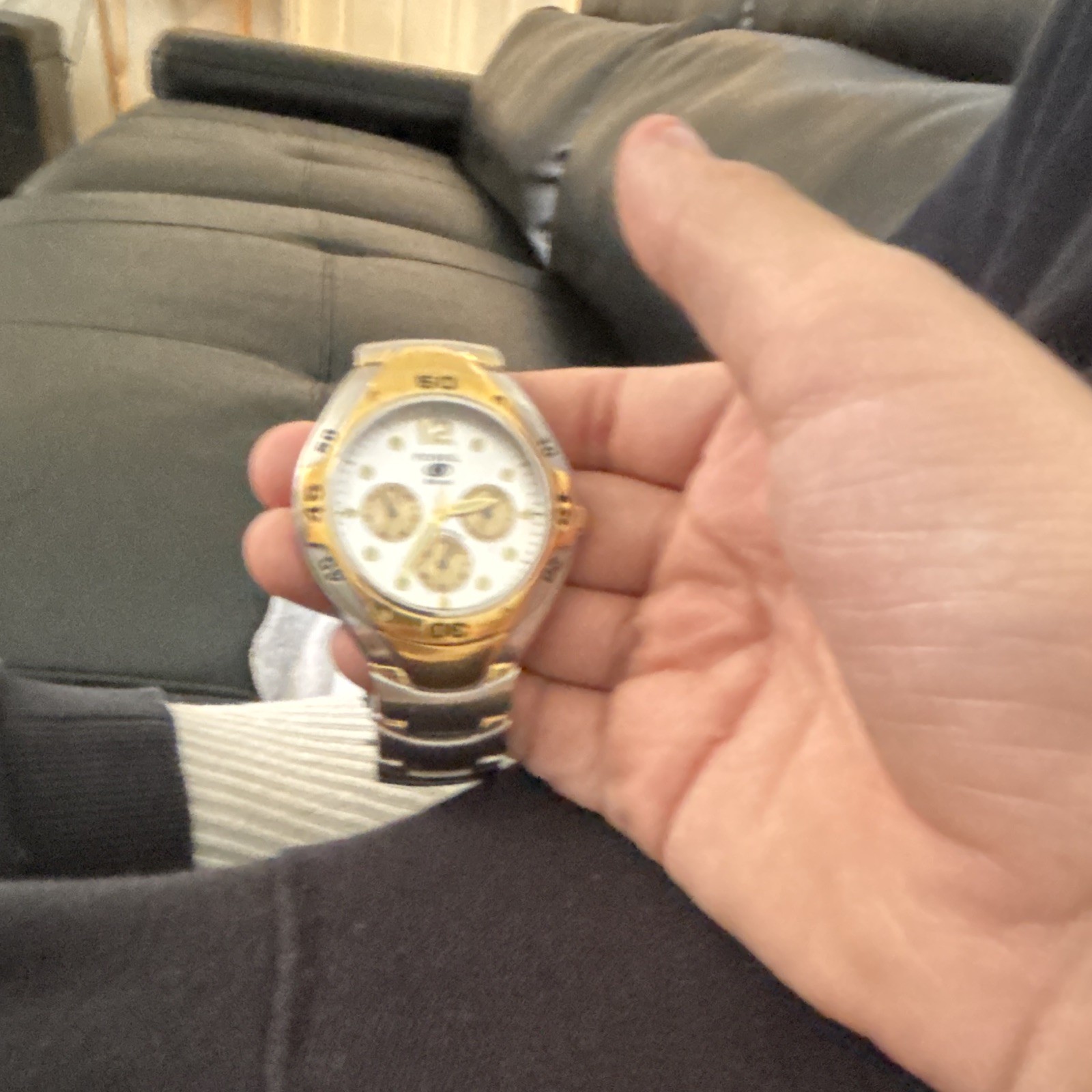 Fossil Men’s Two-Tone Gold/Silver Chronograph Analog Watch White Dial