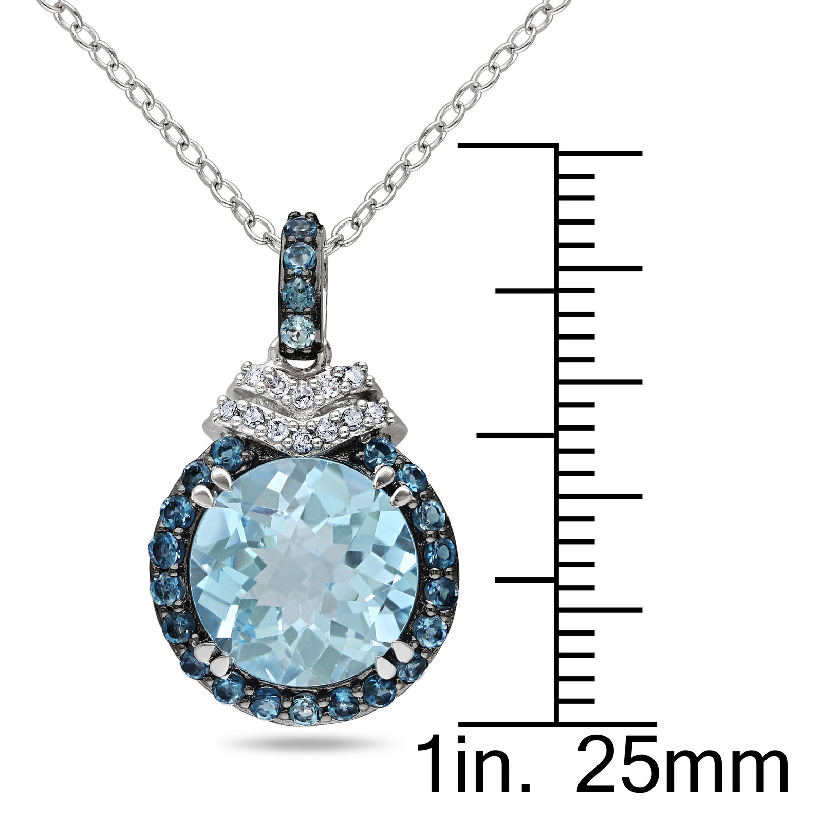 Amour Sterling Silver Blue Topaz and Diamond Accent Necklace
