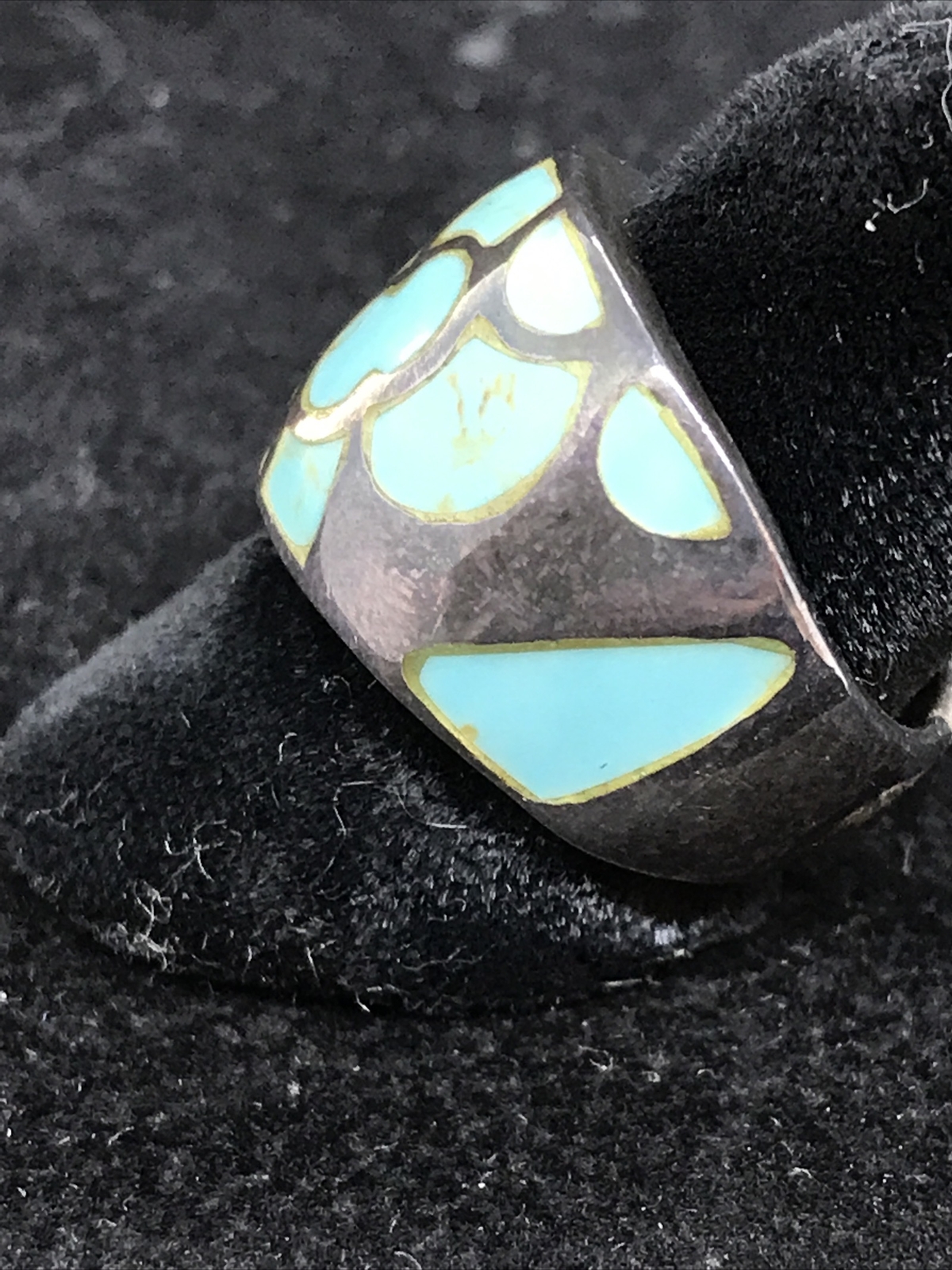 Vintage Native American Sterling Silver Makers Marked Turquoise Ring sz 5.5