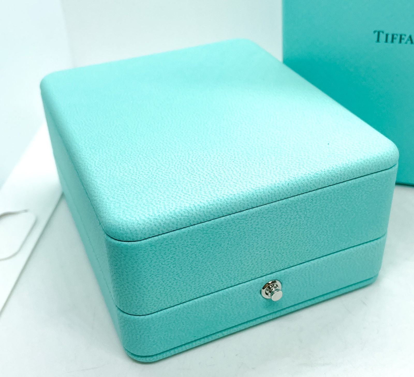 Tiffany & Co. Blue Leather Necklace Holder Box Case 4″ x 3.25″ x 2″