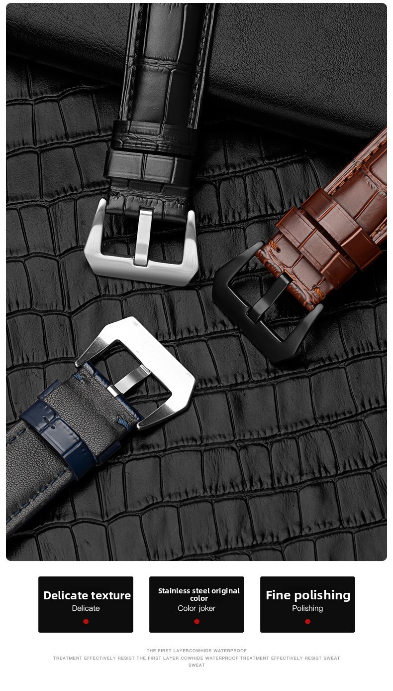 Premium Vintage Rugged Calf Genuine Leather Watch Strap 22 24 26mm for Panerai