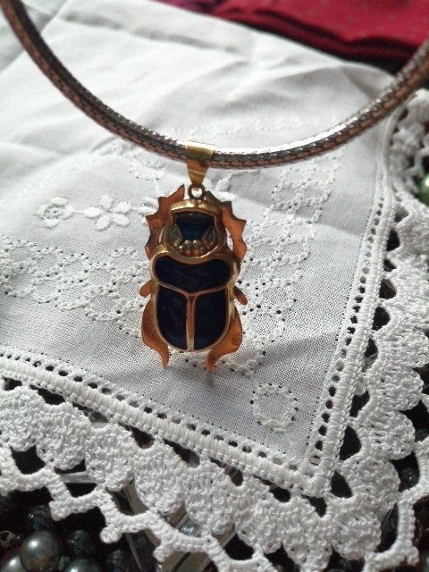Egyptian Scarab Beetle Pendant Gold 750 18K Gold 5.6 Grams Charm No 585