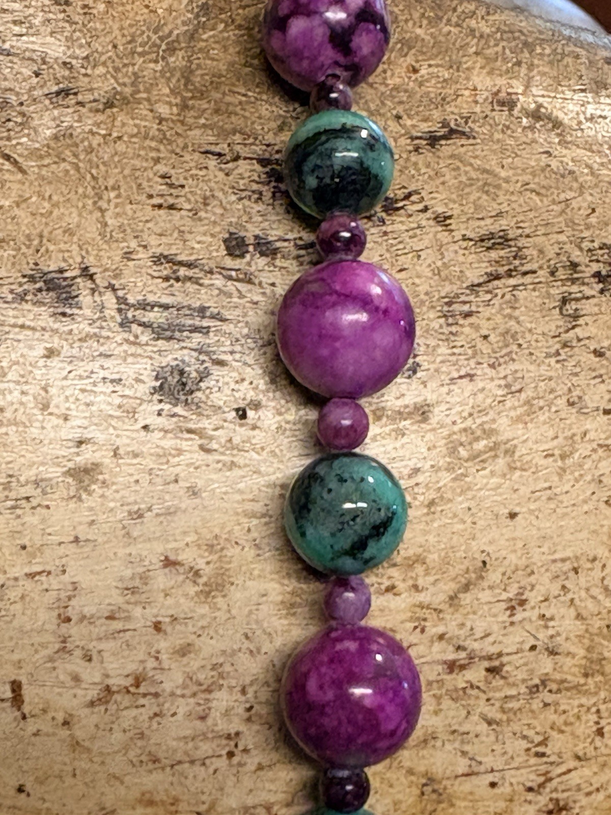 Mine Finds by Jay King Necklace 36 Inch Sterling, Plum & Green Epidote Beads DTR