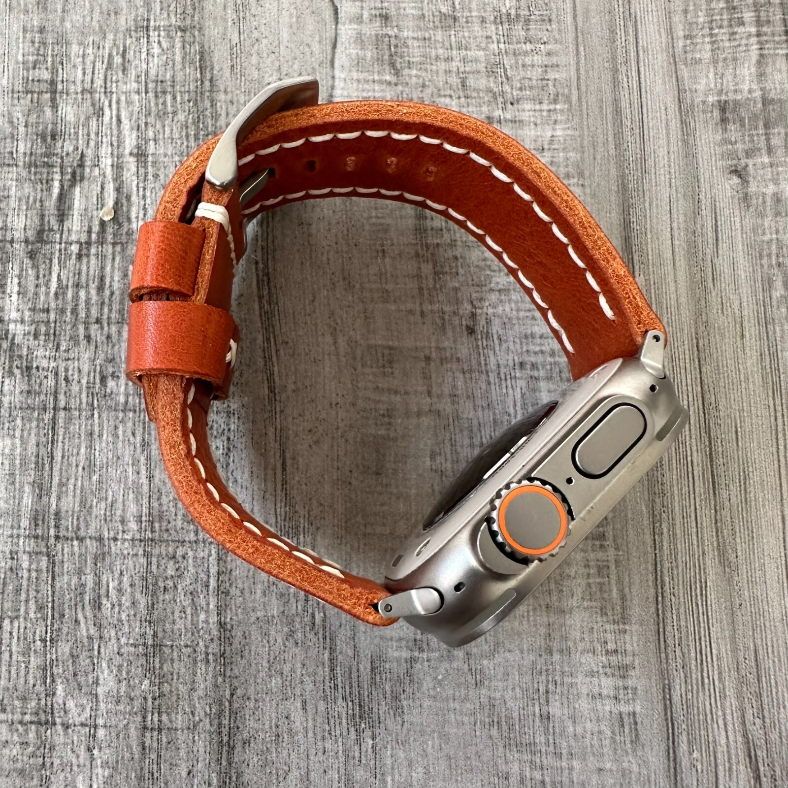 For NEW Apple Watch Ultra 1 2 49mm Dark Orange Leather watch Band Strap