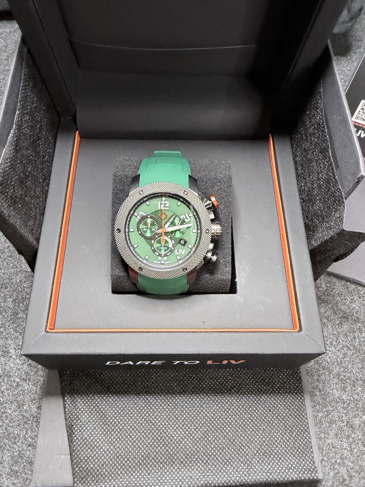 Liv GX1 Chronograph Python Green, Multi-Layer Dial, Swiss Caliber 5040.D
