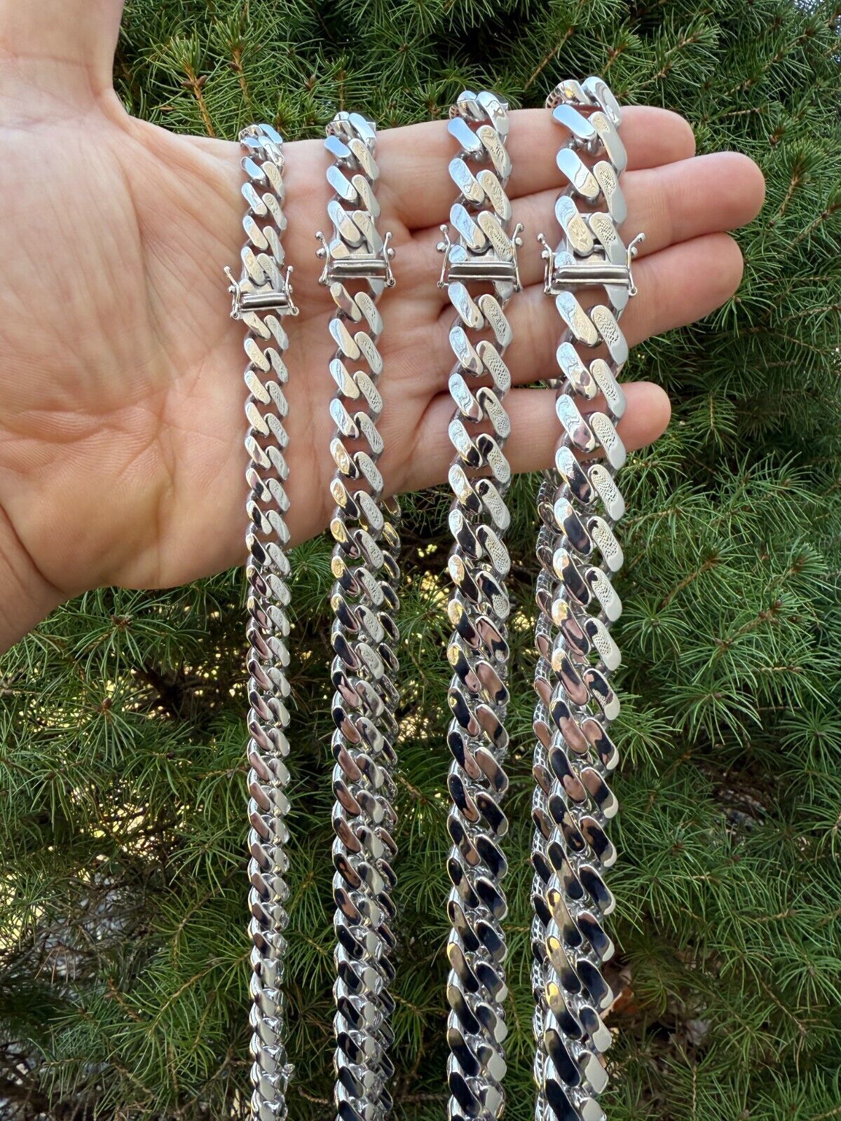 Monaco Cuban Link Chain Necklace Or Bracelet Hollow Real 925 Silver 9-15mm ITALY